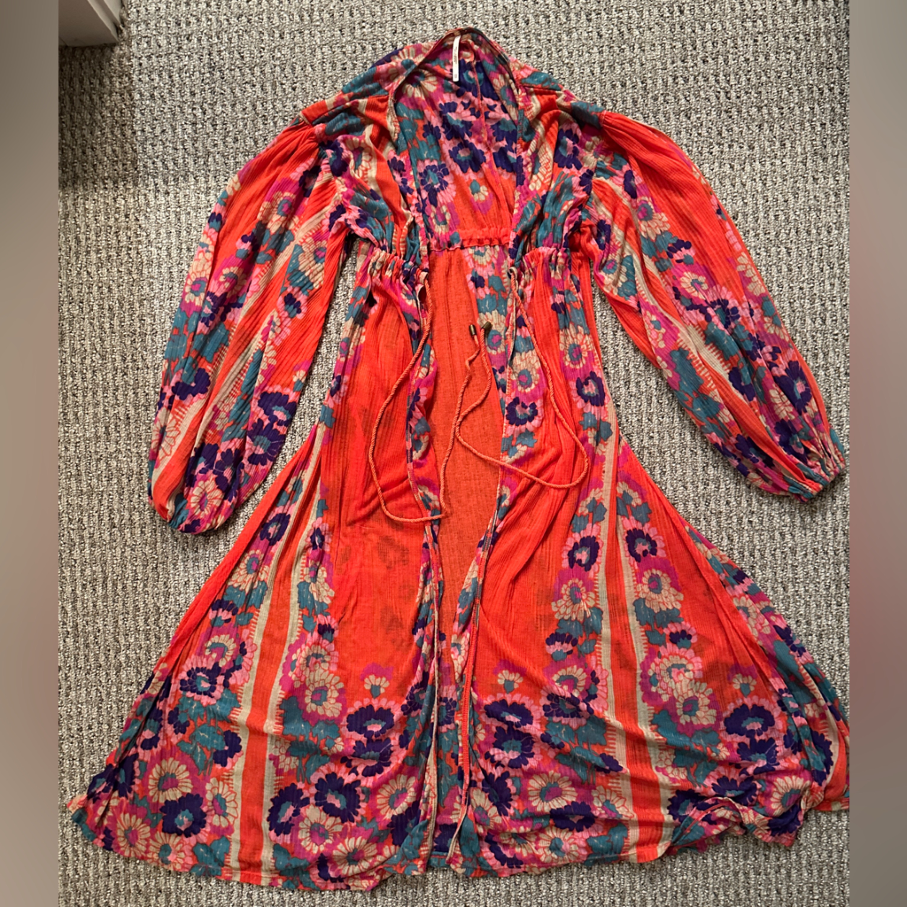 Free People Multicolor Floral Duster Cardigan